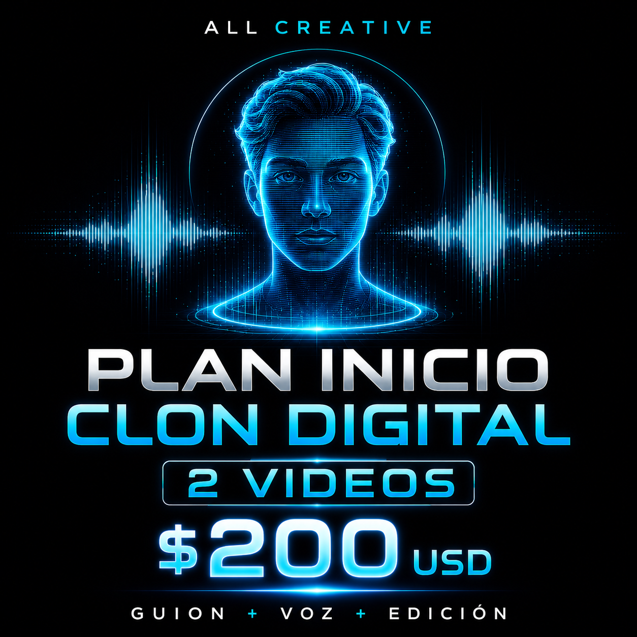 Empieza a crear contenido profesional con tu Clon Digital. Ideal para probar el formato y publicar tus primeros videos sin grabarte constantemente.