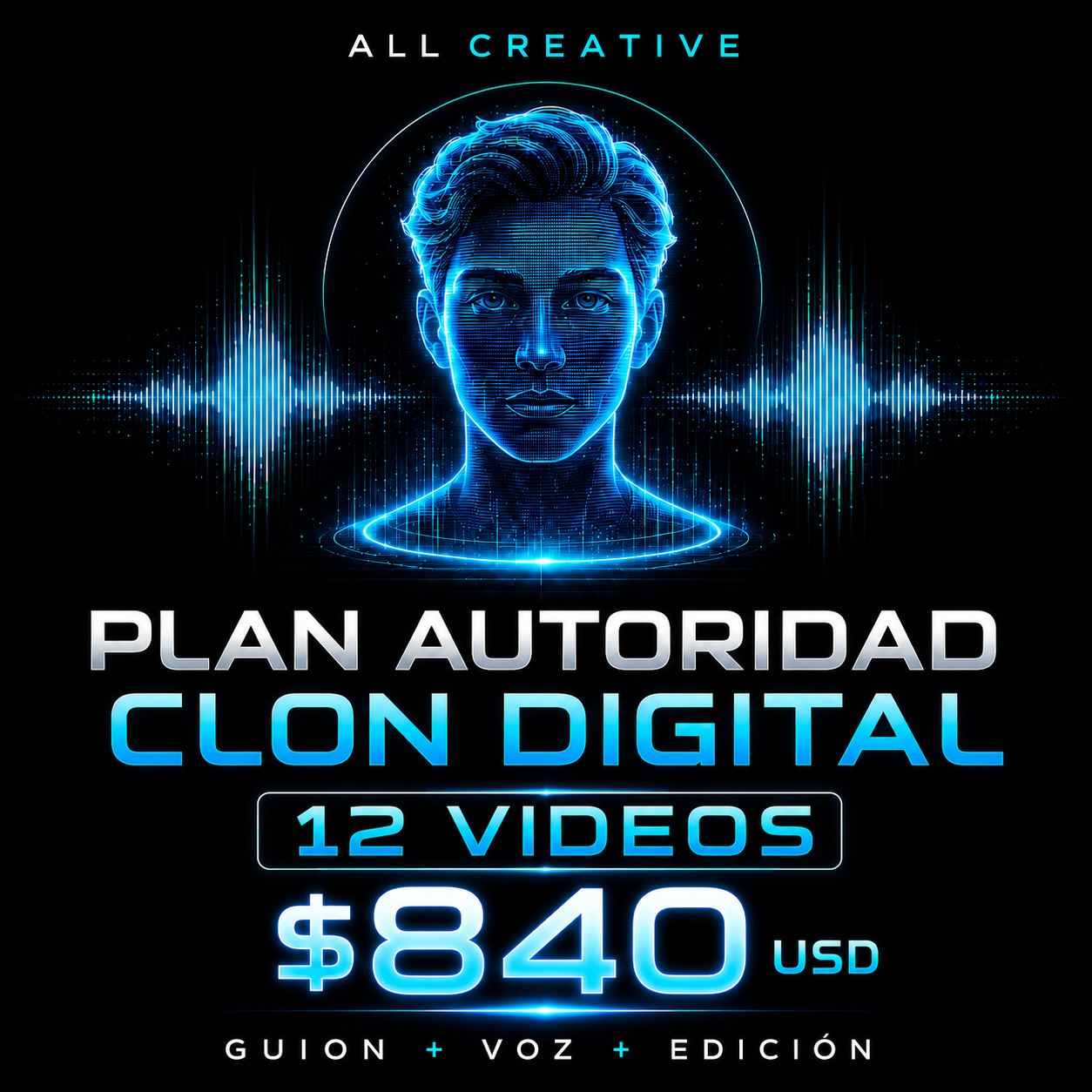 Máxima presencia con 12 videos creados con tu Clon Digital. Ideal para marcas que quieren publicar con constancia, autoridad e impacto.